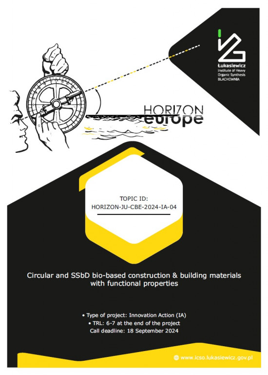 HORIZON-JU-CBE-2024-IA-04 Circular and SSbD bio-based construction and building materials with functional properties