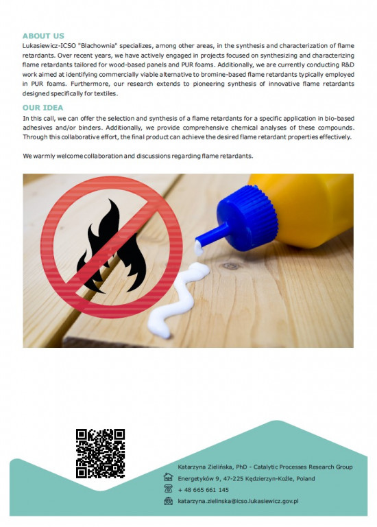 HORIZON-JU-CBE-2024-IA-06 Innovative bio-based adhesives and binders for circular products meeting market requirements Development of a new, halogen-free flame retardants for bio-based adhesives and/or binders