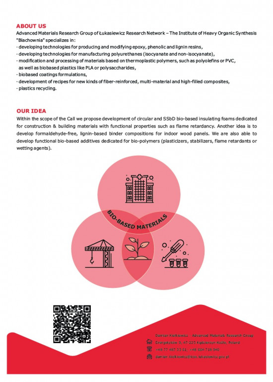 HORIZON-JU-CBE-2024-IA-04 Circular and SSbD bio-based construction and building materials with functional properties_Advanced Materials Research Group